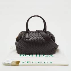 Pre Owned Bottega Veneta Dark Brown Intrecciato Leather Medium Bauletto Bag
