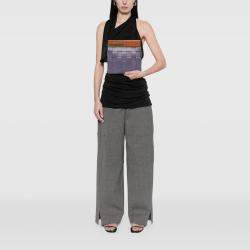 Pre Owned Bottega Veneta Purple Lambskin Maxi Intrecciato The Snap Clutch