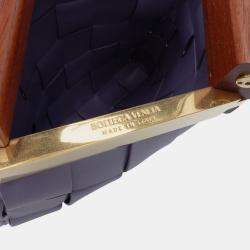 Pre Owned Bottega Veneta Purple Lambskin Maxi Intrecciato The Snap Clutch