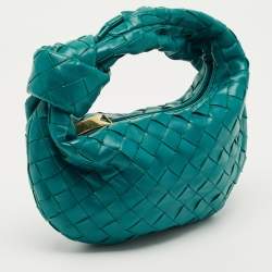 Pre Owned Bottega Veneta Green Intrecciato Leather Mini Jodie Hobo