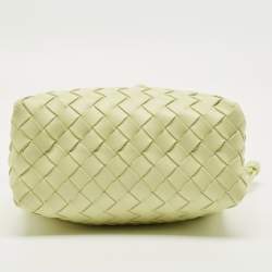 Pre Owned Bottega Veneta Light Green Intrecciato Leather Small Loop Camera Bag