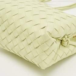 Pre Owned Bottega Veneta Light Green Intrecciato Leather Small Loop Camera Bag