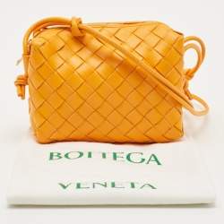 Pre Owned Bottega Veneta Orange Intrecciato Leather Mini Loop Camera Bag