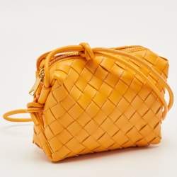 Pre Owned Bottega Veneta Orange Intrecciato Leather Mini Loop Camera Bag