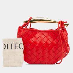 Pre Owned Bottega Veneta Red Baby Lambskin Intrecciato Sardine