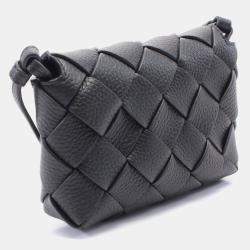 Pre Owned Bottega Veneta Small Diago Shoulder Bag Leather Black