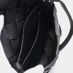 Pre Owned Bottega Veneta Small Diago Shoulder Bag Leather Black