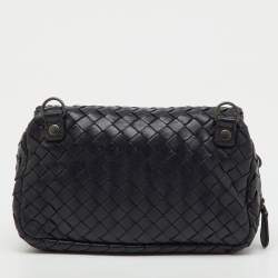 Pre Owned Bottega Veneta Black Intrecciato Leather Olimpia Chain Shoulder Bag