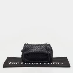 Pre Owned Bottega Veneta Black Intrecciato Leather Olimpia Chain Shoulder Bag