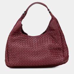 Pre Owned Bottega Veneta Red Small Nappa Intrecciato Campana Hobo