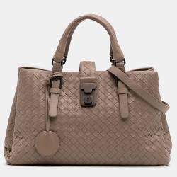 Pre Owned Bottega Veneta Beige Brown Small Nappa Intrecciato Roma Satchel