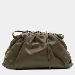 Pre Owned Bottega Veneta Brown Lambskin The Mini Pouch Crossbody