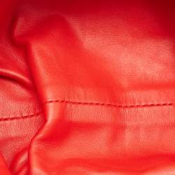 Pre Owned Bottega Veneta Red Leather Mini The Pouch Bag