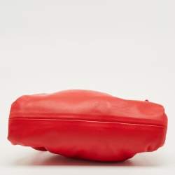 Pre Owned Bottega Veneta Red Leather Mini The Pouch Bag