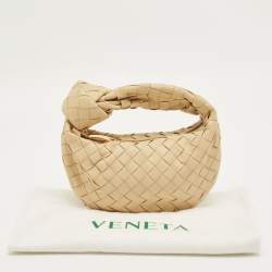 Pre Owned Bottega Veneta Beige Intrecciato Leather Mini Jodie Hobo