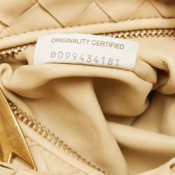 Pre Owned Bottega Veneta Beige Intrecciato Leather Mini Jodie Hobo