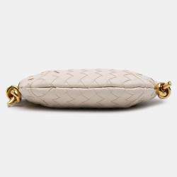 Pre Owned Bottega Veneta White Baby Lambskin Intrecciato Solstice Shoulder Bag
