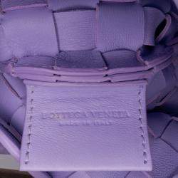 Pre Owned Bottega Veneta Purple Baby Lambskin Intrecciato Sardine Bag