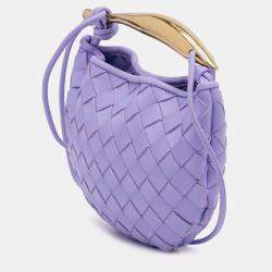 Pre Owned Bottega Veneta Purple Baby Lambskin Intrecciato Sardine Bag