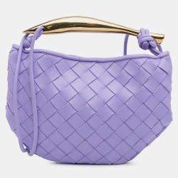 Pre Owned Bottega Veneta Purple Baby Lambskin Intrecciato Sardine Bag