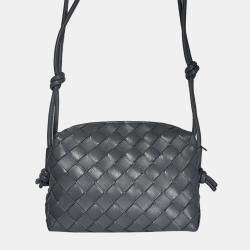 Pre Owned Bottega Veneta Loop Mini Intrecciato Leather Crossbody Bag