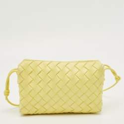 Pre Owned Bottega Veneta Yellow Intrecciato Leather Small Loop Camera Bag