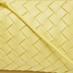 Pre Owned Bottega Veneta Yellow Intrecciato Leather Small Loop Camera Bag