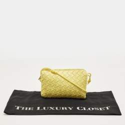 Pre Owned Bottega Veneta Yellow Intrecciato Leather Small Loop Camera Bag