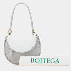 Pre Owned Bottega Veneta Grey Small Bicolor Lambskin Intrecciato Gemelli Bag