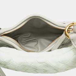 Pre Owned Bottega Veneta Grey Small Bicolor Lambskin Intrecciato Gemelli Bag