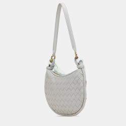Pre Owned Bottega Veneta Grey Small Bicolor Lambskin Intrecciato Gemelli Bag