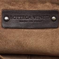 Pre Owned Bottega Veneta Dark Brown Intrecciato Leather Nodini Crossbody Bag