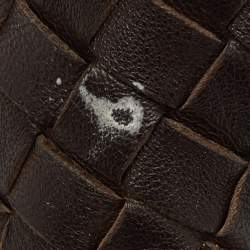 Pre Owned Bottega Veneta Dark Brown Intrecciato Leather Nodini Crossbody Bag