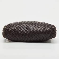 Pre Owned Bottega Veneta Dark Brown Intrecciato Leather Nodini Crossbody Bag