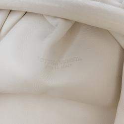 Pre Owned Bottega Veneta White Lambskin The Mini Pouch Crossbody