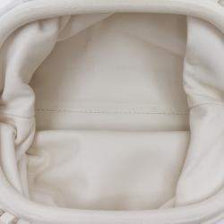Pre Owned Bottega Veneta White Lambskin The Mini Pouch Crossbody