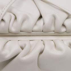 Pre Owned Bottega Veneta White Lambskin The Mini Pouch Crossbody