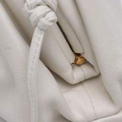 Pre Owned Bottega Veneta White Lambskin The Mini Pouch Crossbody