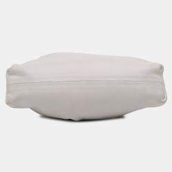 Pre Owned Bottega Veneta White Lambskin The Mini Pouch Crossbody