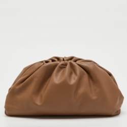 Pre Owned Bottega Veneta Brown Leather Pouch Clutch