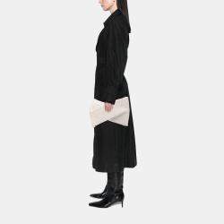 Pre Owned Bottega Veneta White Lambskin Padded Intreccio Crisscross Clutch