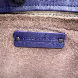 Pre Owned Bottega Veneta Intrecciato One Shoulder Bag Purple Leather