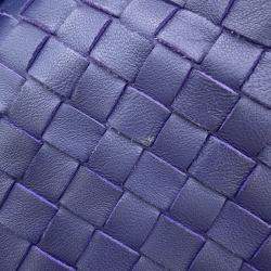 Pre Owned Bottega Veneta Intrecciato One Shoulder Bag Purple Leather