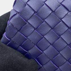Pre Owned Bottega Veneta Intrecciato One Shoulder Bag Purple Leather