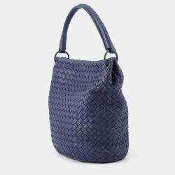 Pre Owned Bottega Veneta Intrecciato One Shoulder Bag Purple Leather