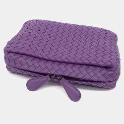 Pre Owned Bottega Veneta Purple Leather mesh crossbody bag