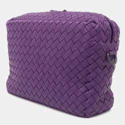 Pre Owned Bottega Veneta Purple Leather mesh crossbody bag