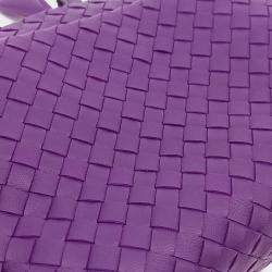 Pre Owned Bottega Veneta Purple Leather mesh crossbody bag