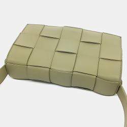 Pre Owned Bottega Veneta Green Leather Cassette Bag