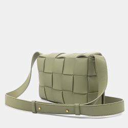 Pre Owned Bottega Veneta Green Leather Cassette Bag